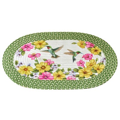 Collections Etc Garden of Hummingbirds Skid-Resistant Braided Accent Rug 2'1"x2'3"