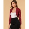 INSPIRE CHIC Women's Elegant Sheer Floral Lace Crop Bolero Shrug - 2 of 4