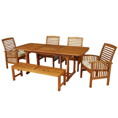 Ravenscroft 6pc Acacia Wood Patio Dining Set with Cushions - Saracina Home
