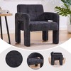 Gulches Modern Minimalist Nordic Style Single Armchair Soft Chenille Upholstered Ergonomic Curved Armrests High Density Foam Black - 2 of 4