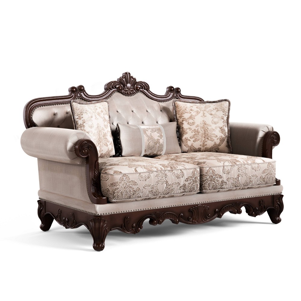 Photos - Sofa HOMES: Inside + Out Alsace 48.5" Loveseat Traditional Button Tufted Dark C