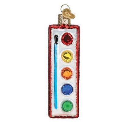 Old World Christmas 4.0 Inch Watercolor Palette Artist Paint Brush Tree Ornaments