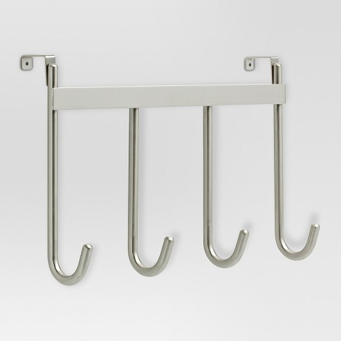 Smooth Over the Door Quad Hook Satin Nickel Threshold