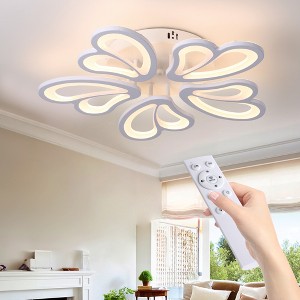 Modern LED Semi Flush Ceiling Light with 3 Color Modes, Dimmable Brightness and Remote Control for Bedroom, Kids Room, Apartment, or Loft - 1 of 4
