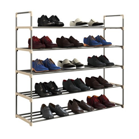 Shoe Rack 5-tier Shoe Storage Organizer W/4 Metal Mesh Shelves For 16-20  Pairs : Target