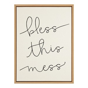 Kate and Laurel Sylvie Bless This Mess Framed Canvas by Maggie Price, 18x24, Natural - 1 of 4