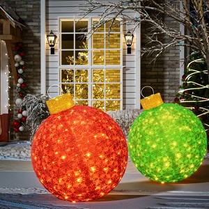 Hooseng 2 Piece Pre-Lit Christmas Decorative Ornaments Set, Xmas Pop-Up Decoration Lantern Lamp With 100 LED Lights, Ground Stakes And Metal Base - 1 of 4