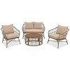 YOOCOZZ Bohemian 4-Person Outdoor Seating Set with Wood Table - Beige - 2 of 4