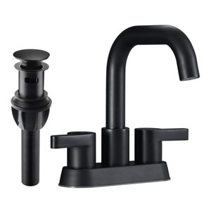 ChicFurnit Bathroom Sink Faucet 2 Handle Centerset with Pop Up Drain and Water Supply Lines for Bathroom, Black, 8"*8"*10" - 1 of 4