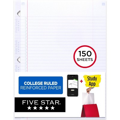 Five Star 150ct College Ruled Filler Paper: 8.5 x 11 Inch Loose Leaf, White, Stationery & Office Supplies