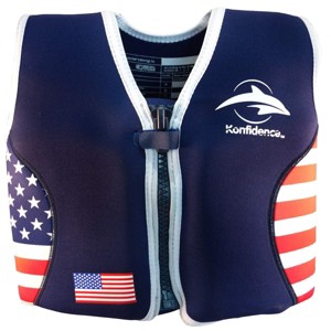 Konfidence Learn to Swim Buoyancy Jacket in Navy USA Flag - 1 of 4