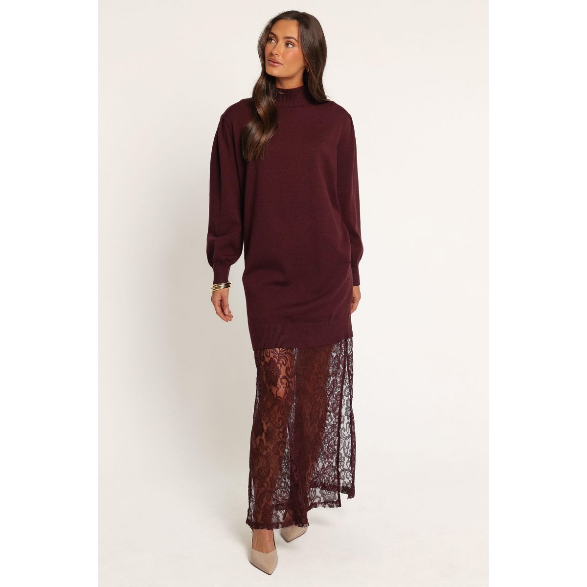 Marceline Lace Sweater Maxi Dress