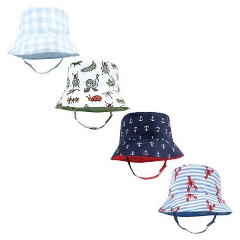 Hudson Baby Infant Boy 4Pc Sun Protection Hat, Critters Plaid Anchor Lobster - image 1 of 3