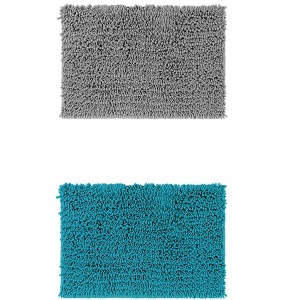 Unique Bargains Plain Chenille Non-Slip Washable Soft Home Decor Bathroom Mats 2 Pcs - 1 of 4