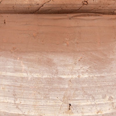 14" Orange and Whitewashed Terracotta Urn with Handles