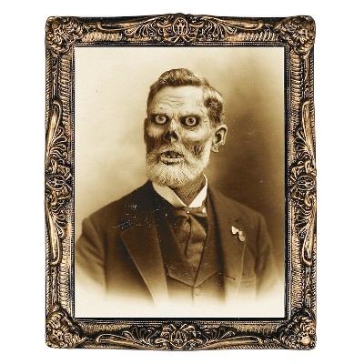 Seasonal Visions Framed Portrait Halloween Decoration - 21 in x 17 in - Gray