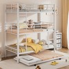 TIRAMISUBEST Metal Twin Size Triple Bunk Bed With Trundle, Twin Over Twin Over Twin Bunk Bedframe with Ladder and Guardrails - 3 of 4