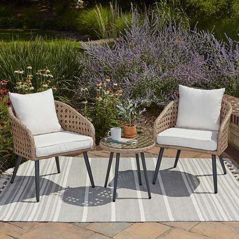 Bristol Cane 3pc Outdoor Wicker Chat Set - Haven Way - image 1 of 4