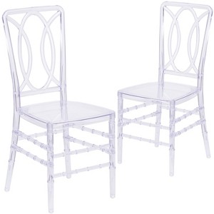 Emma and Oliver 2 Pack Crystal Ice Stacking Chair with Designer Back - Event Chair - UV Resistant - 1 of 4