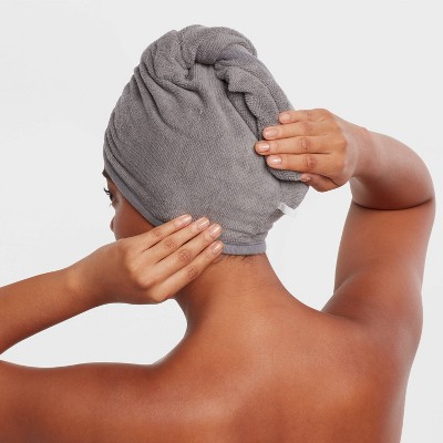 2pk Microfiber Bath Hair Wrap Set Gray - Room Essentials&#8482;