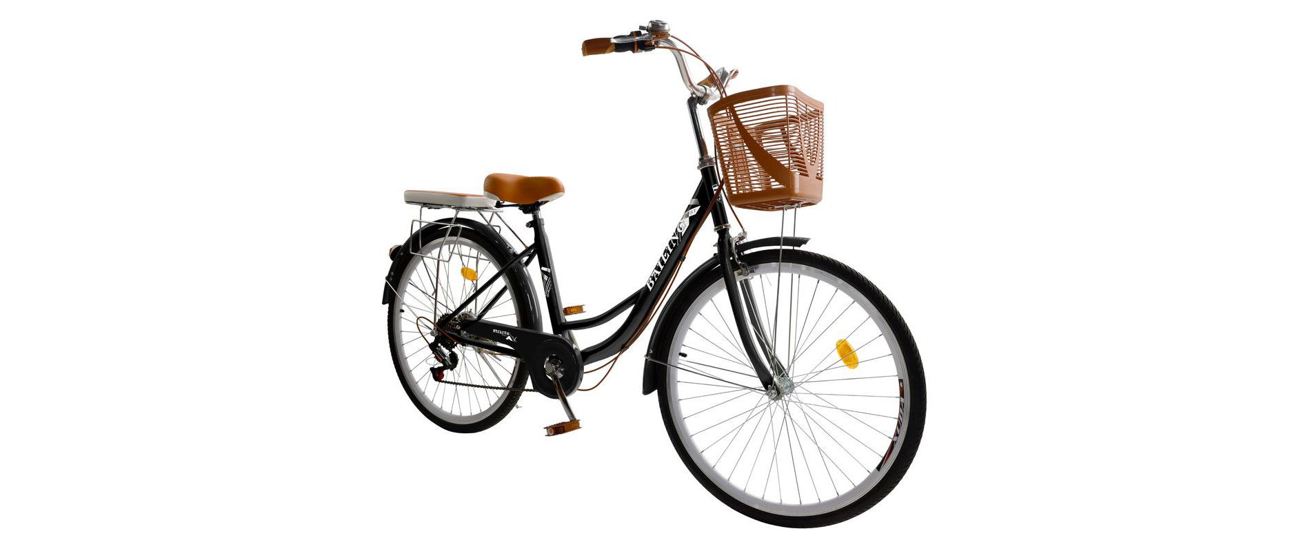 Topteng Beach Cruiser Bike, 26" Commuter Bicycle for Men & Women, City Bike with Basket Black