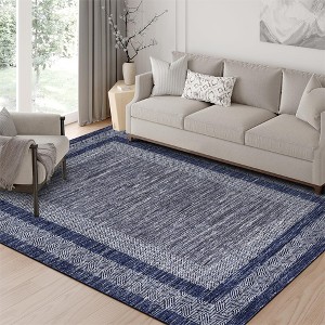 Area Rug, Home Decor Modern Geometric Rug - Machine Washable Textured Line Pattern Foldable Non Slip Stain Resistant Carpet - 1 of 4