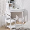 GustoWave Kids Desk and Chair Set, Wooden Corner Study Table with Bookshelf, Bulletin Board, and Pen Holder, Writing Table, White - 4 of 4