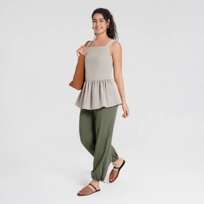 Women's Square Neck Peplum Top - Universal Thread™