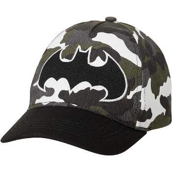 Batman Boys' Super Hero Baseball Hat, Kids Cap Ages 4-7 (Camo/Black)