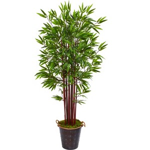 Nearly Natural 74-in Bamboo Artificial Tree in Metal Planter - 1 of 1