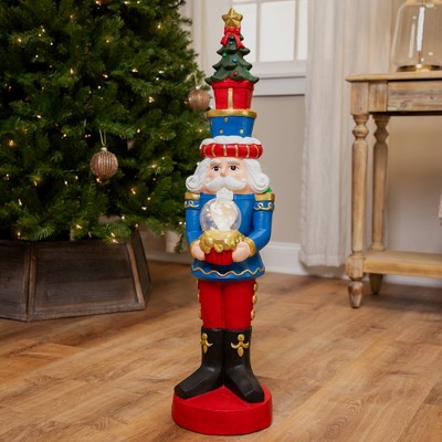 Traditional LED Lighted Nutcracker Soldier with Christmas Tree - 32" - Red, Blue, and Gold