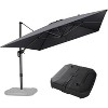 PURPLE LEAF Cantilever Umbrella Rectangle Outdoor Patio Umbrella Large Offset Hanging Umbrella with 360-degree Rotation Adjustable With Base - 2 of 4