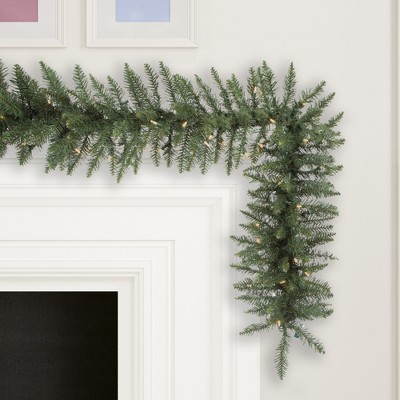 9' Green Fir Christmas Garland with Warm White LED Lights