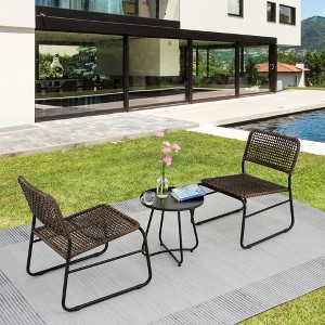 NicBex Outdoor Dining Table Set Wooden Coffee Table with Loveseat & Chairs,Wicker Patio Furniture Set for Garden, Backyard, Porch - 1 of 4
