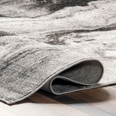 Modern Abstract Elegance 4' x 6' Gray Synthetic Area Rug