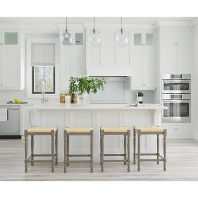 Weathered Gray Backless Wood Counter Height Stool