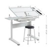 Runesay Adjustable Drafting Table with 2 Metal Drawers and Stool - 2 of 4