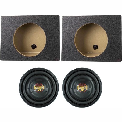 2) Boss D10F 10" 1600W Shallow Car Audio Subwoofers + 2) 10" Single Sealed Boxes