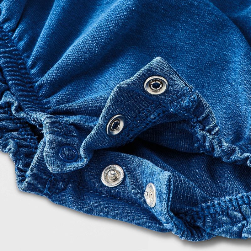 Baby Girls' Knit Denim Romper - Cat & Jack™ Blue, 5 of 10