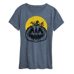 Women's - Instant Message - Scary Vintage Pumpkin Short Sleeve Graphic T-Shirt - 1 of 4