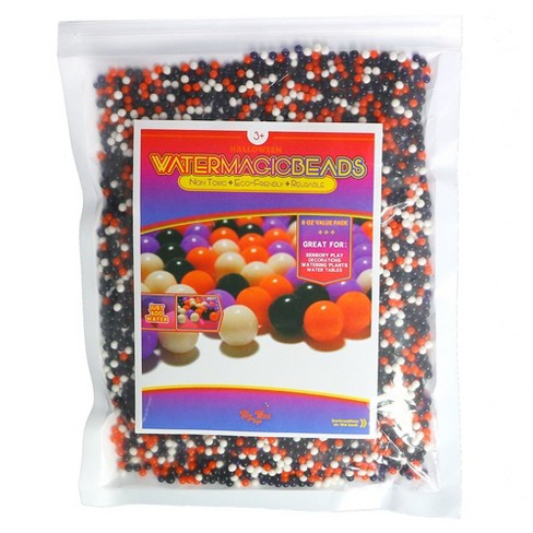 Big Mo's Toys Floral Halloween Pearl Water Beads - Orange Purple Black and White Halloween Gel Balls for Vase or Candle Fillers for Centerpiece