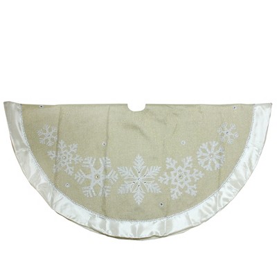 Northlight 48" Gold and Silver Bordered Snowflake Christmas Tree Skirt