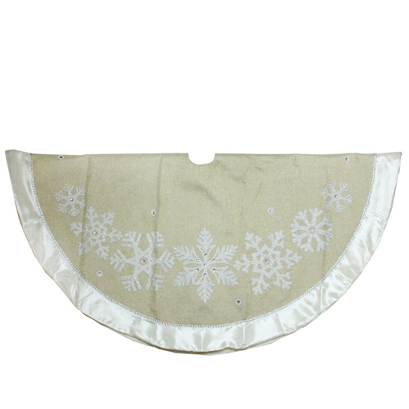 Northlight 48" Gold and Silver Bordered Snowflake Christmas Tree Skirt, 1 of 5