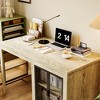 FUFU&GAGA Chic White Oak - inspired Single Desk with Smart Storage - Push - to - Open Cabinet Innovation - 2 of 4