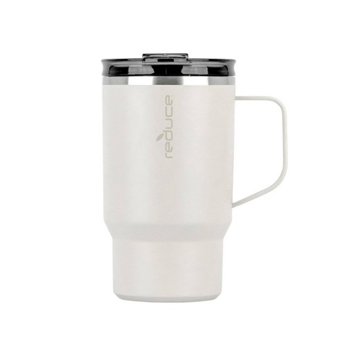 Large Travel Coffee Mug Tumbler with Clear Slide Lid & Handle, Reusable  Vacuum Insulated Double Wall Stainless Steel Thermos, Fits in Cup Holder,  30oz
