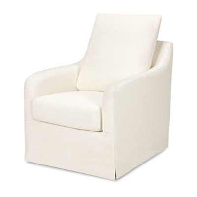 Ivory Eco-Linen Swivel Rocker with Removable Slipcover