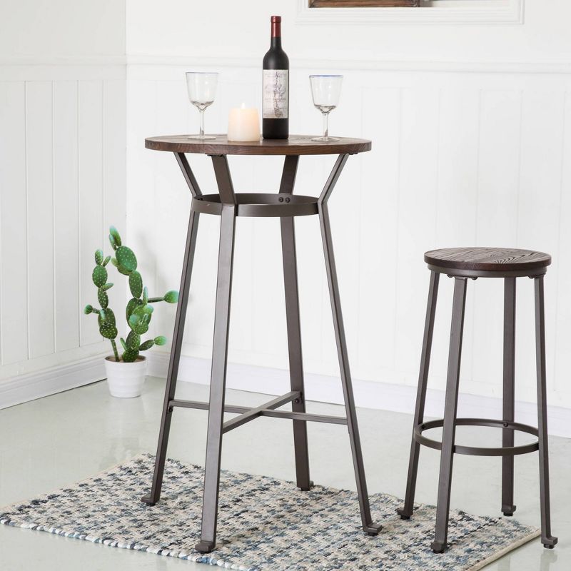 Steel Bar Table with Solid Elm Wood Top - Glitzhome, 5 of 9