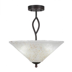 Toltec Lighting Revo 3 - Light Flush Mount in  Dark Granite with 16" Gold Ice Shade - 1 of 1