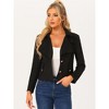 Allegra K Women's Faux Suede Lapel Collar Moto Biker Jacket - 4 of 4