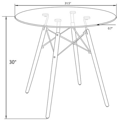 Dover Round White Wood Top Dining Table with Natural Wood Eiffel Base